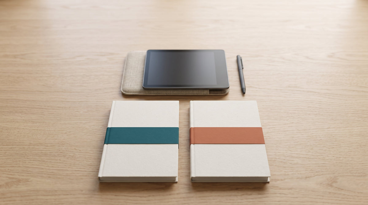 The same ebook wearing two different covers, side by side on a desk