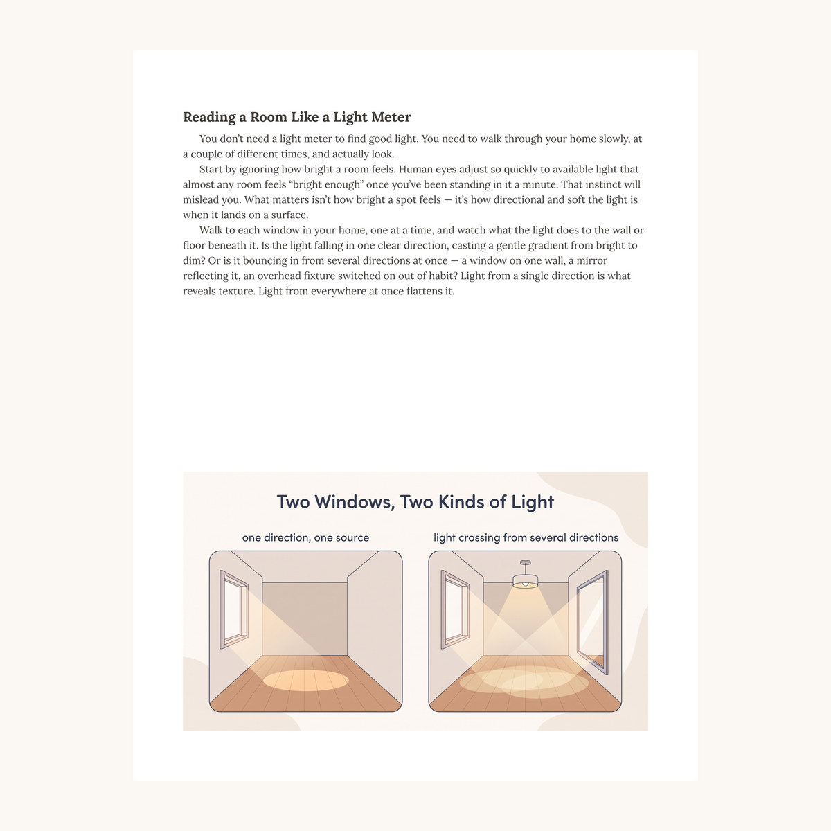 A page from Find Your Light Side, showing the diagram "Two Windows, Two Kinds of Light" in its prose