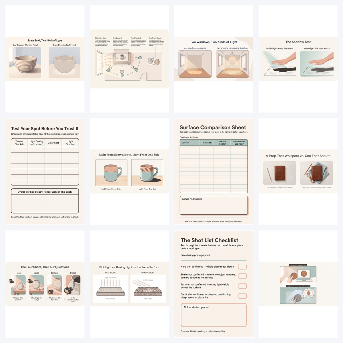 What's included with Listing Photos That Sell: 12 of the 14 interior pages — diagrams and printable worksheets